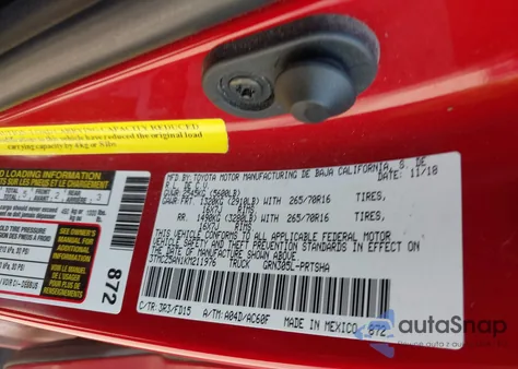 2019 Toyota Tacoma Trd Off Road z USA, uszkodzony, nr VIN 3TMCZ5AN1KM211976